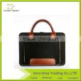 Hot Sale Felt Computer Messenger Bag With Faux Leather Handles thumbnail-1