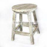 Rustic White Wooden Bar Stool thumbnail-1
