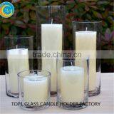 Clear Tall Cylinder Glass Candle Holder
