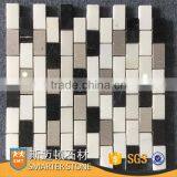 Mixed White and Black Marble Subway Brick Mosaic Tile on Mesh thumbnail-1
