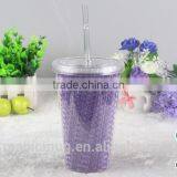 16 oz Double Wall Clear Acrylic Tumblers With Straw thumbnail-5