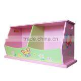 New Girls' Wooden Hand Painted Pink Flower Double Stacking Toy Storage Box Bench thumbnail-3