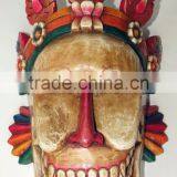 Hand Crafted Wooden Mask of Tribal Face Wall Hanging Made In Nepal thumbnail-2
