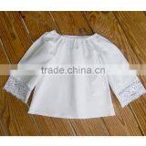 Long Bell Shaped Sleeves Girls Peasant Blouse Photos Lace Detail White Peasant Top HSB9402 thumbnail-2