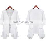 Lady Clothing Garment Manufacturer Slim Fit Ruffle Hem Chiffon Front Zipper Women Autumn Jacket 2015 thumbnail-3