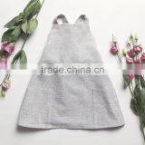2017 High Quality Stripe Wholesale Baby Clothes Dress Cheap Gray Kids Summer Dress for New Model Girl Linen Dress thumbnail-1