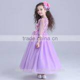 2017 Evening Dress Mesh Long Dress Purple Handmade Flower Wedding Dress thumbnail-4