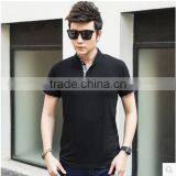 2017 Summer Men's Short Sleeve T-shirt Collar Pure Color Button Half Sleeve Cotton Contracted Cultivate One's Morality Type Mini thumbnail-4