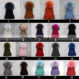 Myfur Winter Warm Couple Hat With Genuine Raccoon Fur Bobble Knit Hat thumbnail-6