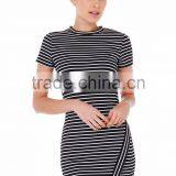 Slim Fit Wrap Stripe Cap Sleeve Sexy Galleries Girls Mini Skirt Mini Dress thumbnail-2