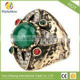 New Antique Rings For Women Fashion Accessories Antique Gold Green Stone Crystal Fine Finger Ring Female Jewelry thumbnail-1