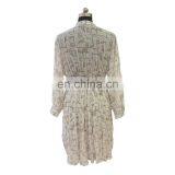 2016 Women Long Sleeve Geometry Print Shirt Dress With Tie thumbnail-6