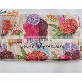 Fruit Print Queen Size Kantha Quilt Cotton Bedroom Beding Top antique Quilt