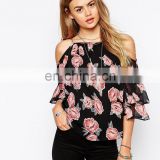 2017 factory new design chiffon top shirt custom summer women blouses