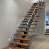 Carbon steel beam wooden staircase for indoor