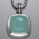 Sterling Silver Jewelry 17mm Aqua Chalcedony Albion Pendant(P-037)