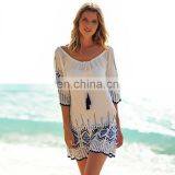 Cotton Embroidery Beach Cover up Tassel Plus Size Beach Dress Pareos de Playa Mujer Swimsuit Cover up Sarong Beachwear Vestido thumbnail-4