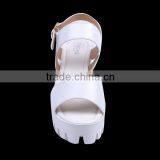 Comfortable White Latest Fashion Beautiful Chunky Heel Sandals 2016 thumbnail-3