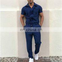 Wholesale Customized Men's One-piece Woven Suit Zipper Access Control Personality One-piece Shirt thumbnail-2