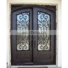 Modern Double Glass Wrought Iron Door thumbnail-3