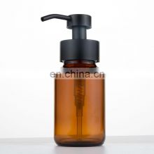 LongAn 250Ml  Small Amber Plastic Dispens Lotion Pump Liquid Soap Dispenser Airless Amber Glass Pump Bottle With Amber Gold Pump