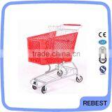 Supermarket Plastic Shopping Trolley With Coin Lock