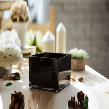 White Black Silver Colored Square Glass Candle Jar Table Vase Centerpieces For Home And Wedding Decoration thumbnail-5
