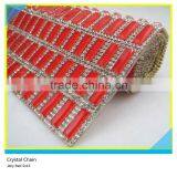 24*40 cm Hotfix Rhinestone Mesh Sheet Roll 5*15 mm Jelly Red Rectangle Crystal Sheet thumbnail-1