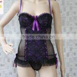 Wholesale Sexy Womens Underwire Lingerie Set Cool Lace Bra Underwear G-string Ladies Sleepwear Nightwear thumbnail-2