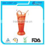 Custom Party Suppluy Cup With Straw/Lumo Tumbler 500ml Blow Moulded Straight Straw Dayglo Orange thumbnail-1