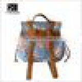 OEM Cotton Drawstring Bag Wholesale Fashion Leather Strap Floral Cotton Drawstring Bag thumbnail-6