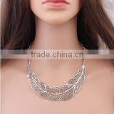 Silver Hollow Tree Leaf Choker Necklaces thumbnail-1