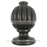 Decorative Wooden Furniture Finials Ribbed Ball Bed Finials In Dark Wood Finish thumbnail-1