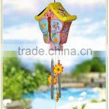 Ceramic House Shape Wind Chime With Solar Powered Led Lights Decorative