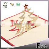 Handmade card 3D Christmas Theme Tree Kirigami Birthday New Year Party Invitation Card Up Greeting Card                        
                                                Quality Choice