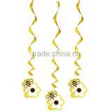 Neutral Busy Bees Birthday Party Foil Hanging Swirl Decoration for Kid's Birthday thumbnail-1