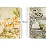 2 Pieces/set Tempered Glass Cup Coasters With Eiffel Tower