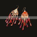 Young Girls Wear Boho Style Glass Crystal With Chains Tassel Double Sided Earrings thumbnail-1