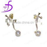 Gemstone Inlay Cheap Brass Gecko Earring thumbnail-1