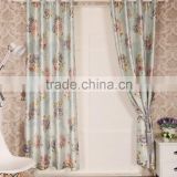 glossy black out with hot stamping gold flower print flocking grommet curtain panel