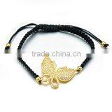 Womens Handmade Rope Bracelet Gold Plated Butterfly Charm Bracelet thumbnail-4
