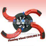 Stock Cooler Notebook Cool Fan Notebook Cooling Pad USB Cooling Pad Flaming Wheel Laptop Cooler Pad Fan for Laptop Notebook thumbnail-1