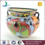 YSfp0010 Handprint Antique Flower Pot With Colorful Designs thumbnail-4
