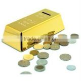 Golden money box,money box,goldbrick shape money box