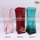 Mouth Blown Square Decorative Fiber Glass Flower Vase thumbnail-3