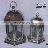 Hexagon dome Cast Aluminium Lantern in rough Nickel Finsih