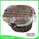 Removable and portable wicker handlebar bike basket