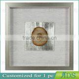 Sliver Shadow Boxes for Wholesale With Mottled Silver Background Encasing Colorful Agate Under Glass thumbnail-2
