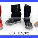 Kids Black Tassel Leather Boots Vintage White Sole thumbnail-6