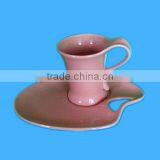 Pink Ceramic Milk Mug With Cookie Holder for Wholesale thumbnail-1